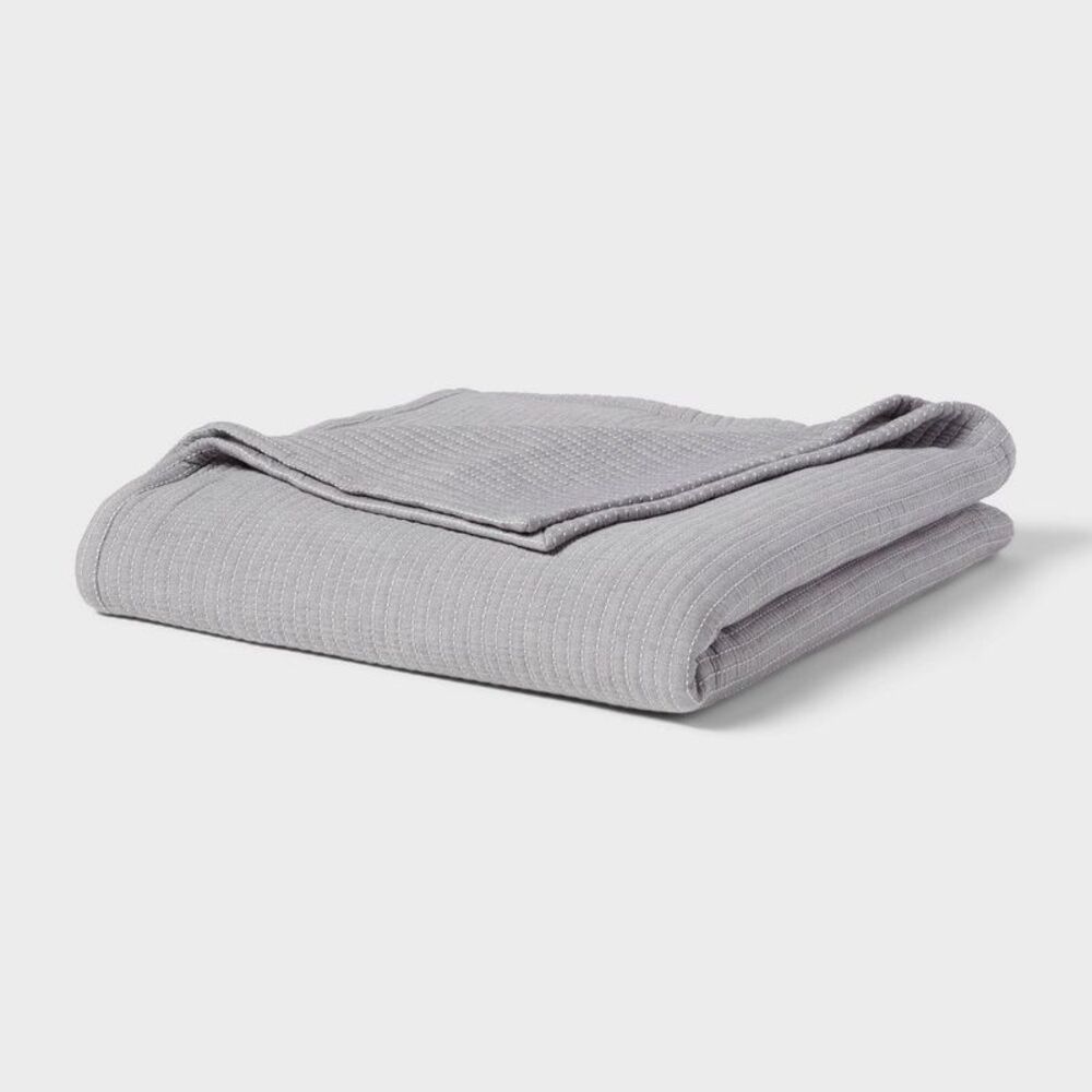 Twin/Twin XL Matelasse Bed Blanket Light Gray - Threshold